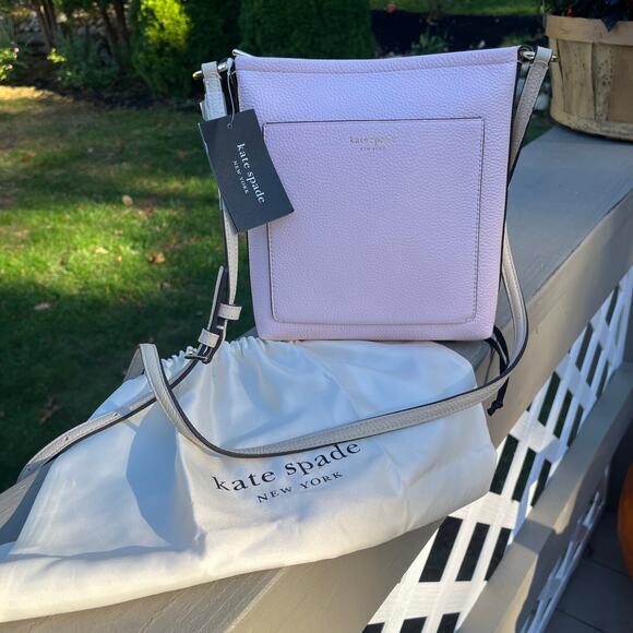 KATE SPADE + DUST BAG, Ava Color Block, Pebbled Leather Crossbody, Shimmer Pink - Picture 10 of 12